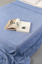 blue muslin bedspread, 100% cotton, made in Portugal