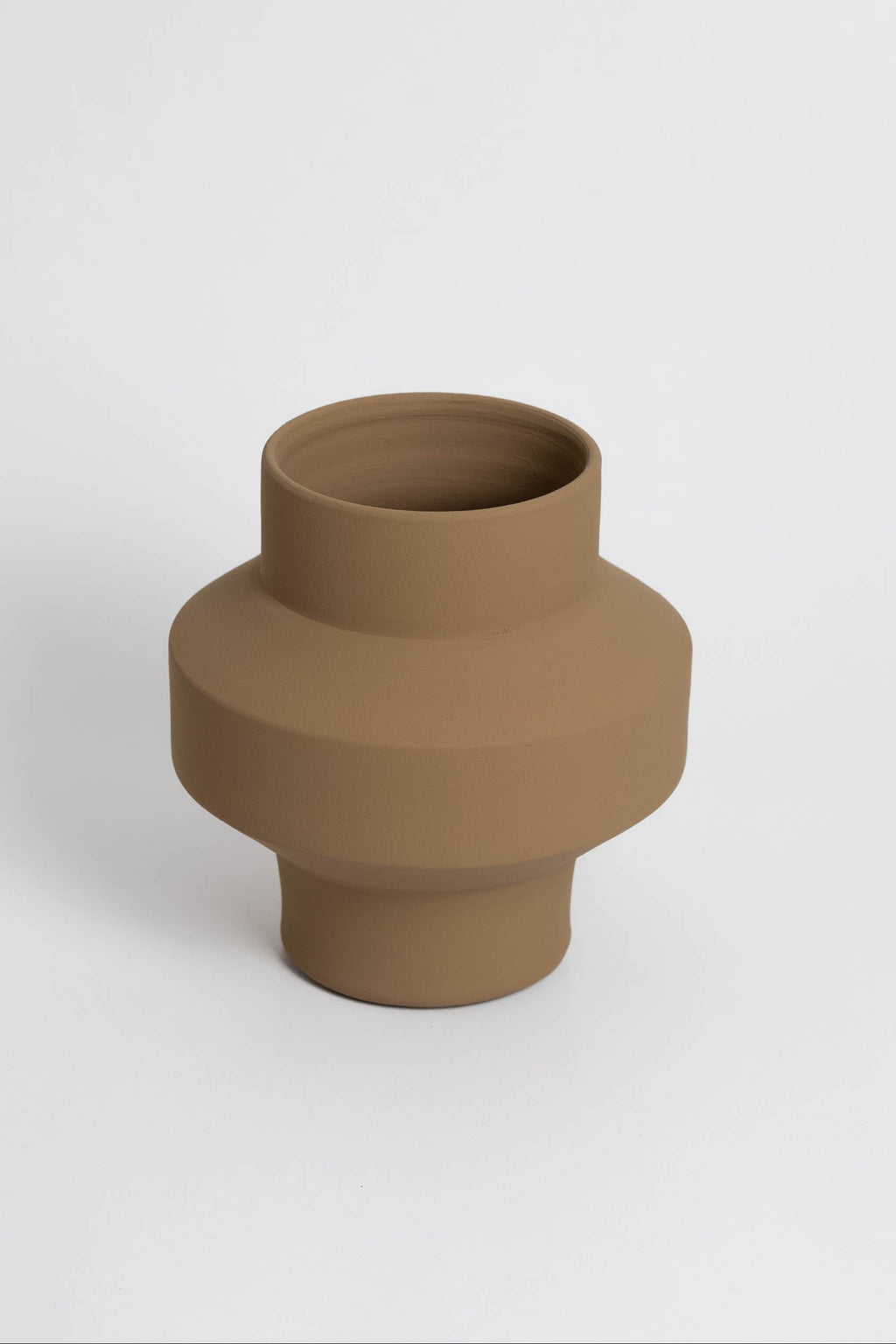 Angular Vase in brown, ceramic with a minimalist design, handmade in Portugal. Ideal for displaying flowers or as a standalone decorative vase.