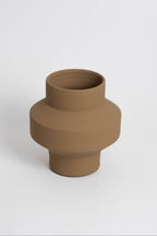 Angular Vase in brown, ceramic with a minimalist design, handmade in Portugal. Ideal for displaying flowers or as a standalone decorative vase.
