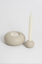 Duo Modular candle holder in off white , consisting of two individual pieces that can be arranged together or separately, providing customizable decoration options. Handmade in Portugal
