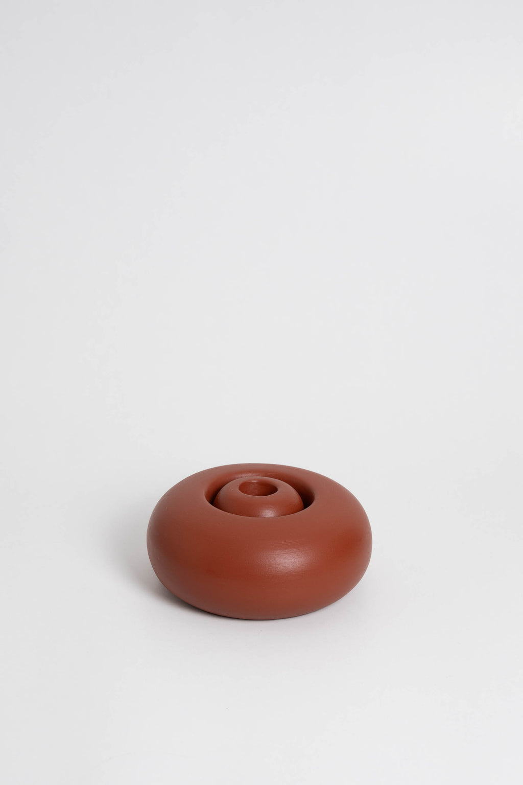 Duo Modular candle holder in terracotta, consisting of two individual pieces that can be arranged together or separately, providing customizable decoration options. Handmade in Portugal
