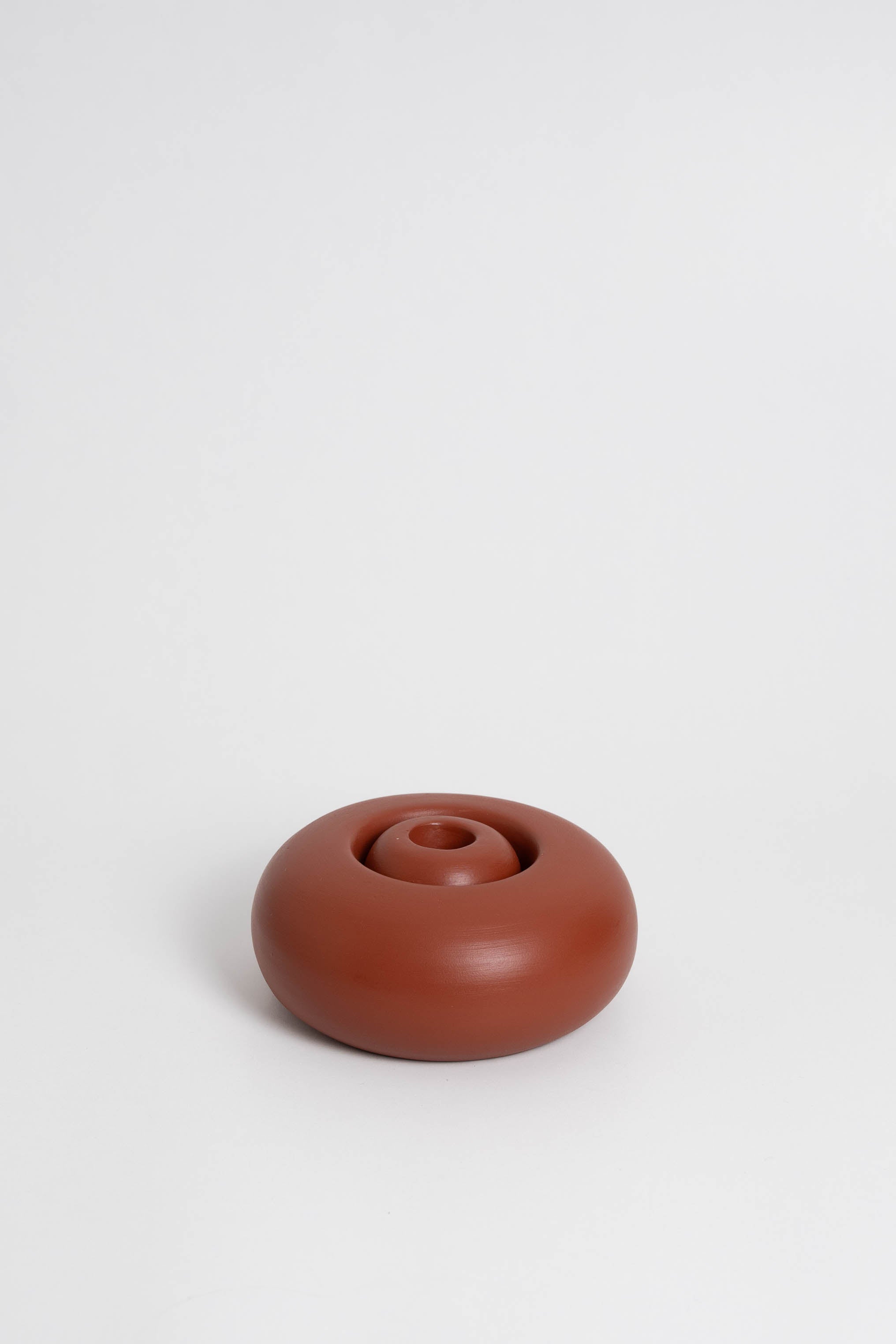 Duo Modular candle holder in terracotta, consisting of two individual pieces that can be arranged together or separately, providing customizable decoration options. Handmade in Portugal
