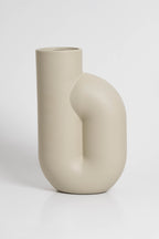 Nono Vase in off white ceramic with a minimalist design, handmade in Portugal. Ideal for displaying flowers or as a standalone decorative vase.