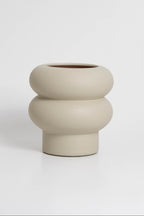 Ripple small vase in off white, ceramic with a minimalist design, handmade in Portugal. Ideal for displaying flowers or as a standalone decorative vase.