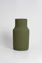 Blanc 01 Vase in olive green, ceramic with a minimalist design, handmade in Portugal. Ideal for displaying flowers or as a standalone decorative vase.