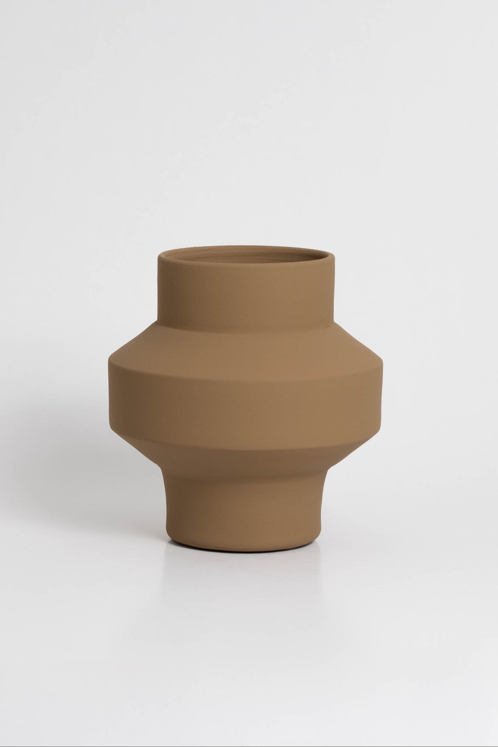 Angular Vase in brown, ceramic with a minimalist design, handmade in Portugal. Ideal for displaying flowers or as a standalone decorative vase.