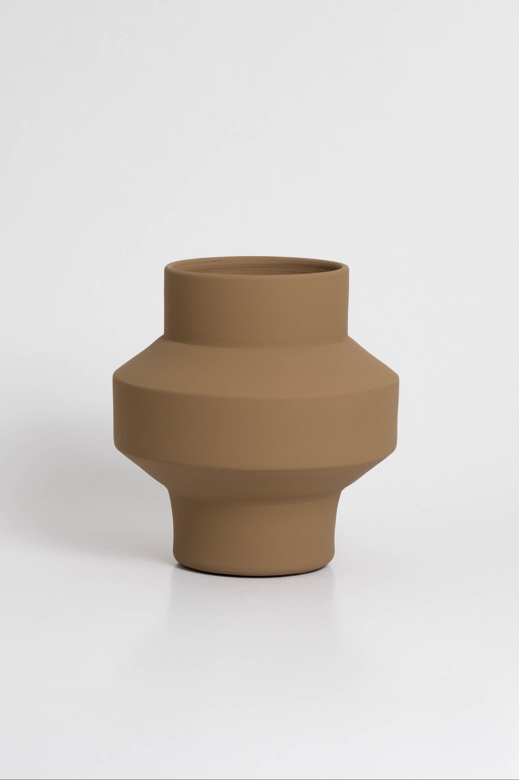 Angular Vase in brown, ceramic with a minimalist design, handmade in Portugal. Ideal for displaying flowers or as a standalone decorative vase.
