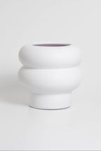 Ripple small vase in white, ceramic with a minimalist design, handmade in Portugal. Ideal for displaying flowers or as a standalone decorative vase.