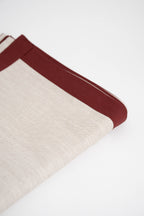 Soft and eco-friendly home textile made from carefully chosen fabrics, made in Portugal to reduce environmental impact. Features terracotta border. Perfect for table decor.