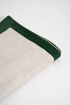 Soft and eco-friendly home textile made from carefully chosen fabrics, made in Portugal to reduce environmental impact. Features green border. Perfect for table decor.