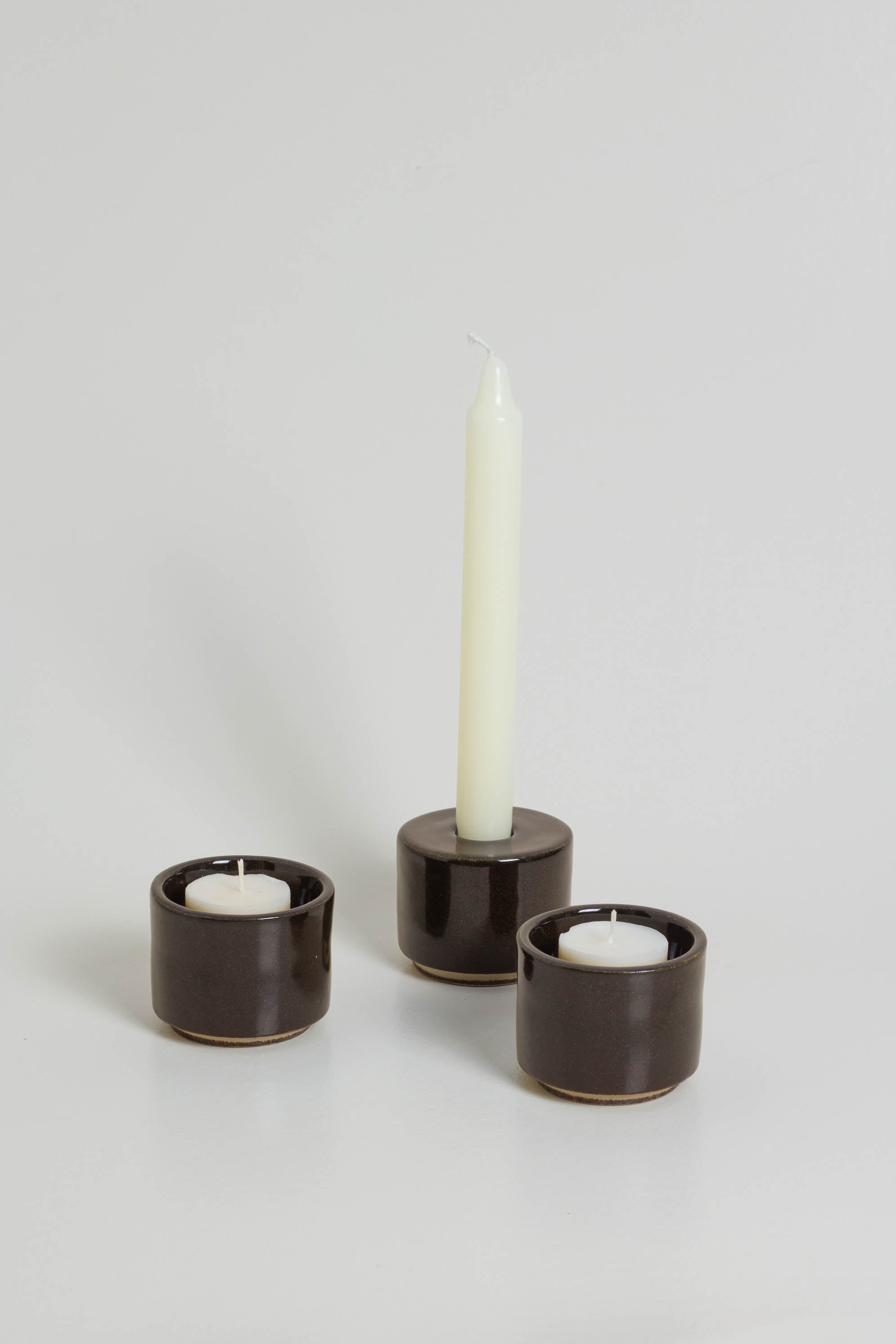 Modular Brown Glazed Candle Holder