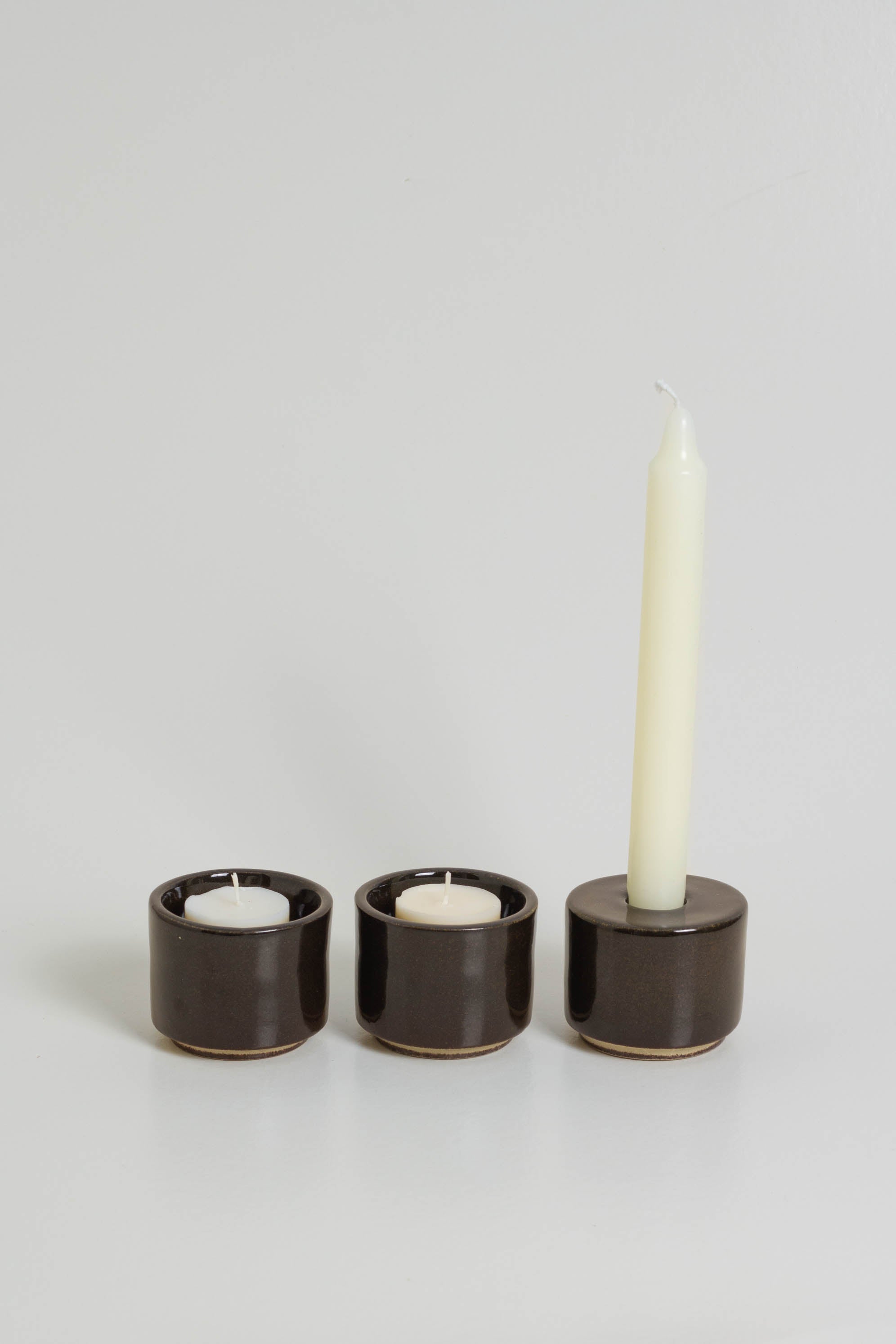 Modular Brown Glazed Candle Holder