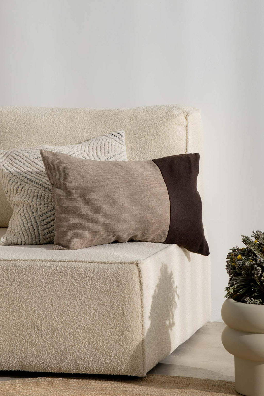 Neutral Block Wool Cushion Cover