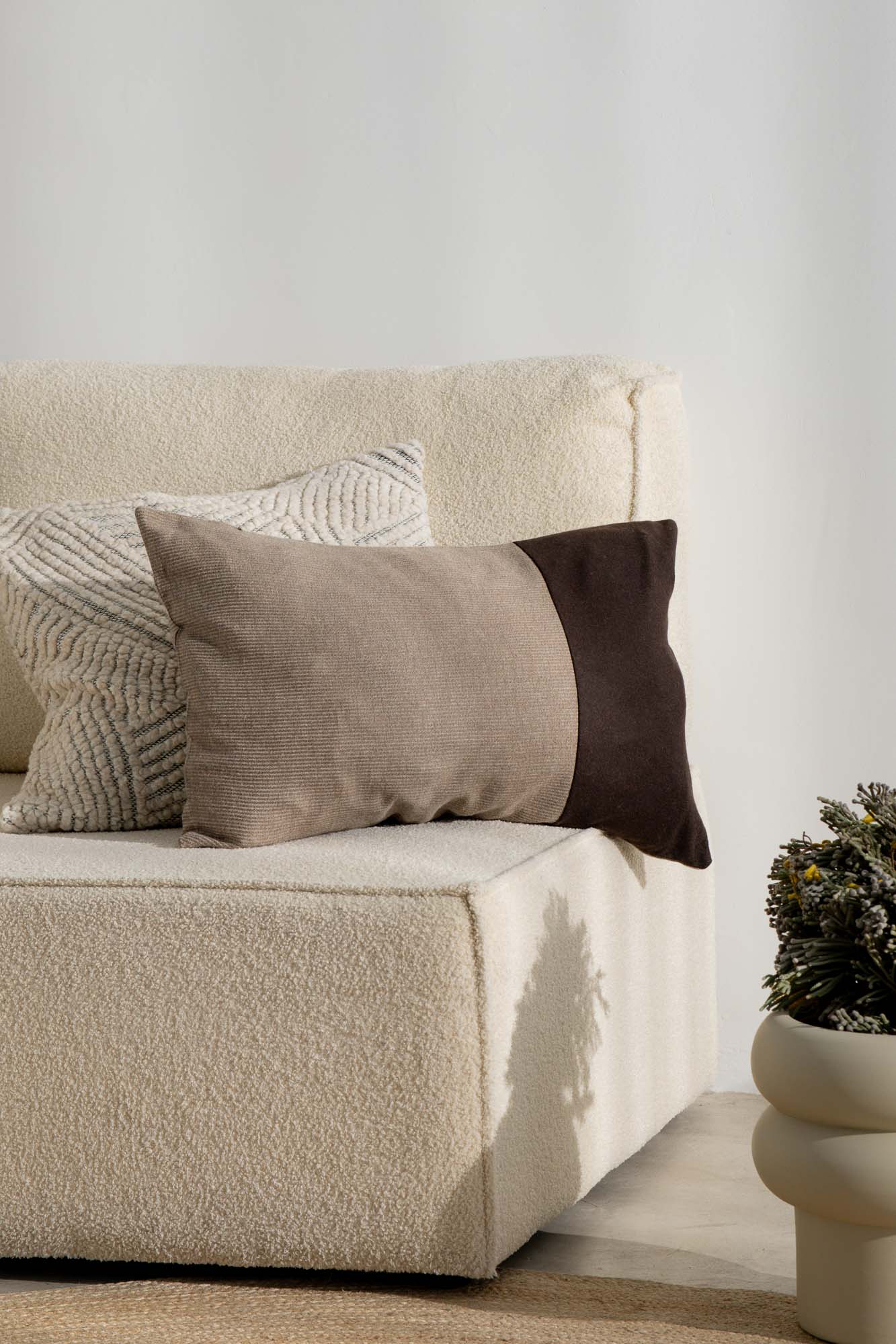 Neutral Block Wool Cushion Cover