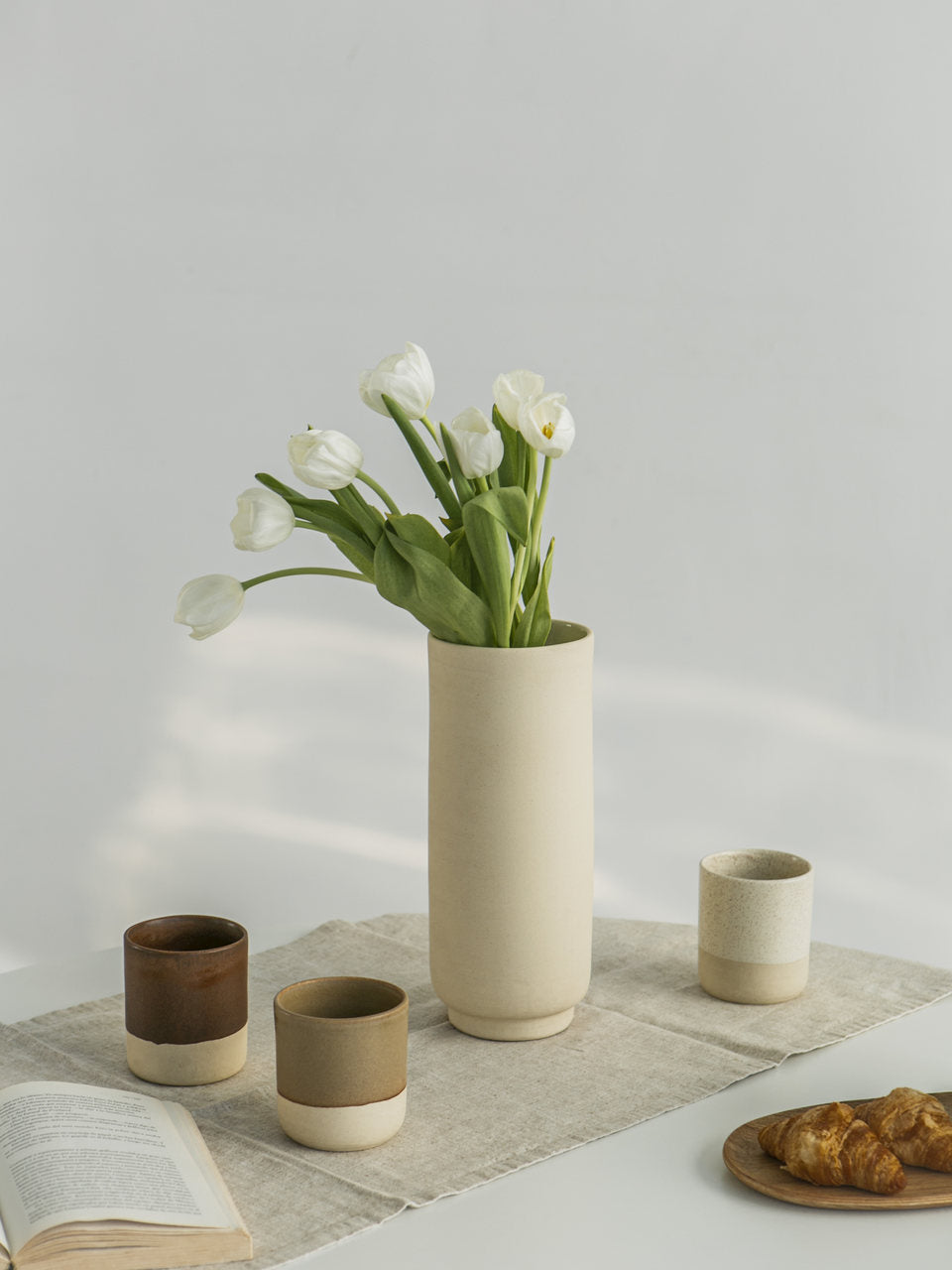 Sleek Vase, with a minimalist shape, handmade in Portugal. Ideal for displaying flowers or as a standalone decorative vase