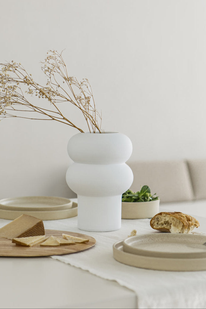 Ripple large white ceramic with a minimalist design, handmade in Portugal. Ideal for displaying flowers or as a standalone decorative vase. Perfect to decor tables