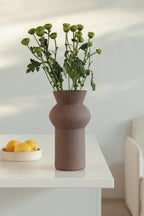 Noachis in brown, ceramic vase with a textured, earthy surface, handmade in Portugal. Perfect for displaying flowers or as a unique decorative vase in modern interiors.
